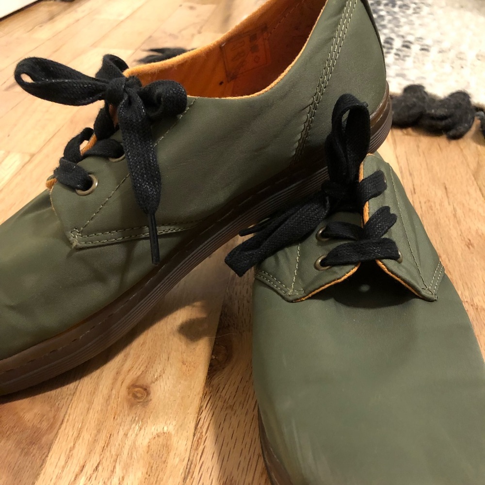 Green nylon doc martens tennis shoes